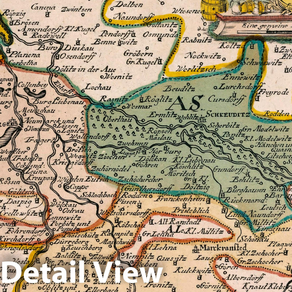 Historic Map : Germany, Vol 2:108- Das Stifft Merseburg, 1740 Atlas , Vintage Wall Art