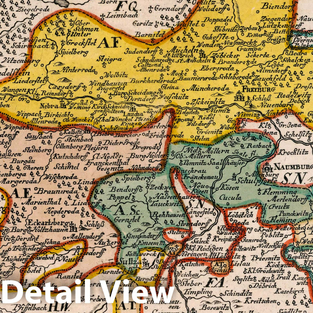 Historic Map : Germany, Vol 2:110- Die Chursaechsischen Aemter in Thuringen Freyburg, 1740 Atlas , Vintage Wall Art