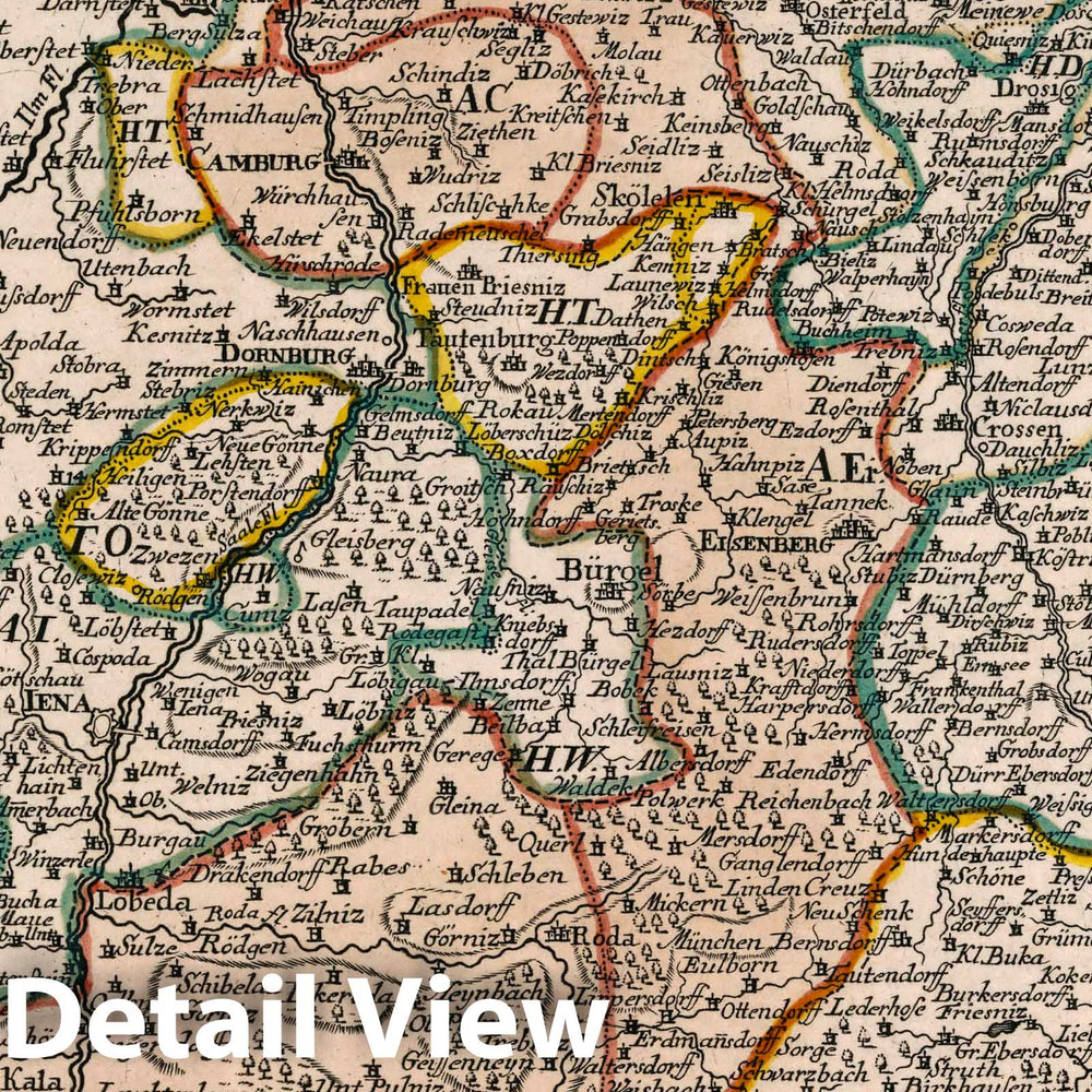 Historic Map : Germany, Vol 2:111- Die Altenburgischen Aemter Camburg, Eisenberg u. Orlamunde, 1740 Atlas , Vintage Wall Art