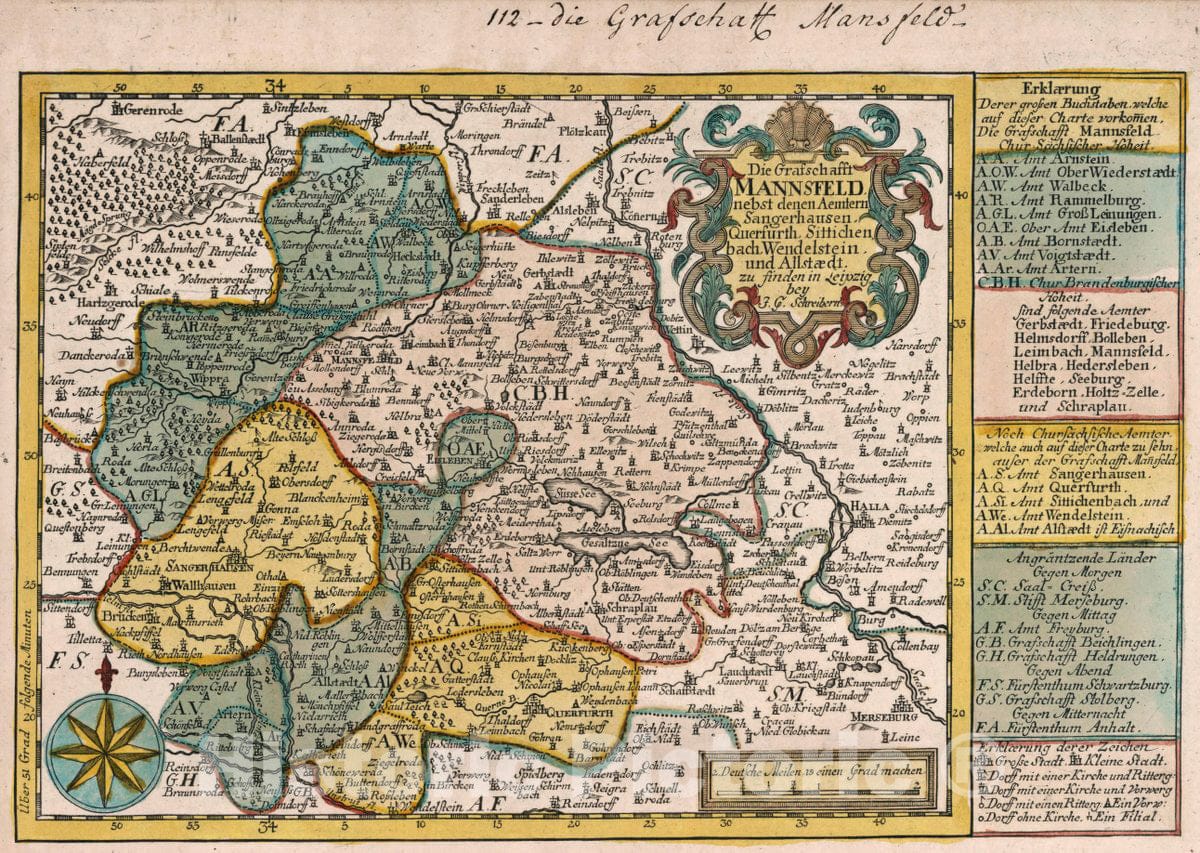 Historic Map : Germany, Vol 2:112- Die Grafschafft Mannsfeld, 1740 Atlas , Vintage Wall Art