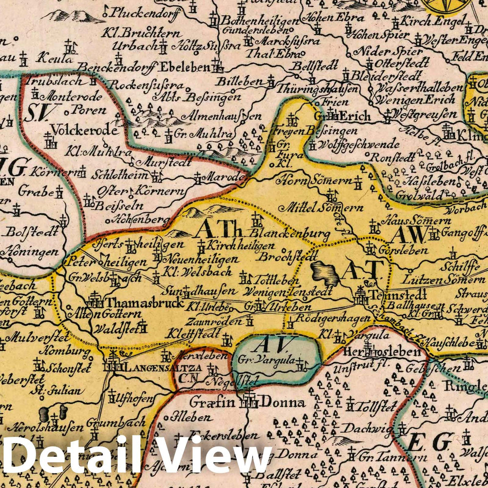 Historic Map : Germany, Vol 2:113- Die Chursaechsischen Aemter in Thuringen gelegen, Sachsenburg, 1740 Atlas , Vintage Wall Art