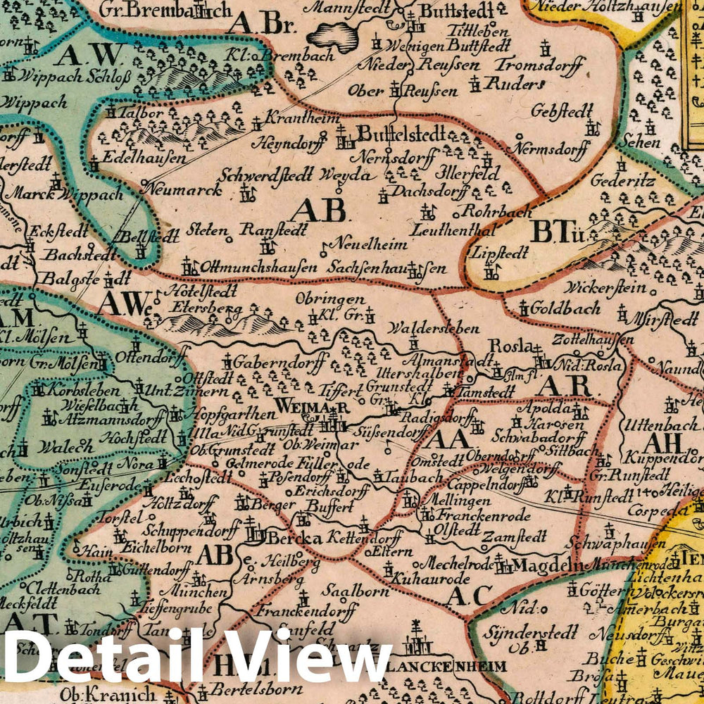 Historic Map : Germany, Vol 2:114- Das Hertzogthum Weimar nebst dem Erfurther Gebiethe, 1740 Atlas , Vintage Wall Art