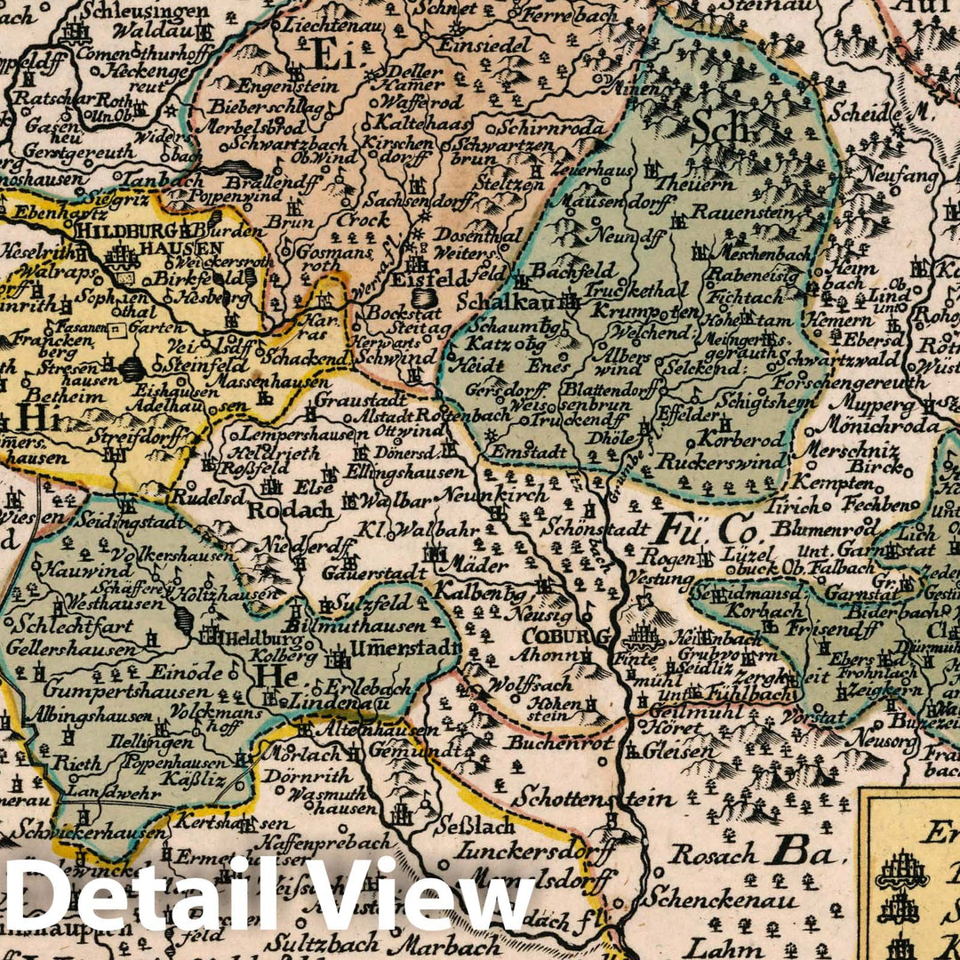 Historic Map : Germany, Vol 2:118- Das Ernestinische Furstenthum Hildburghausen, 1740 Atlas , Vintage Wall Art