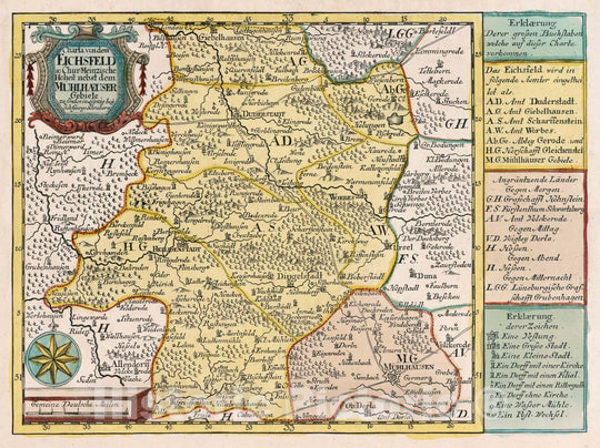 Historic Map : Germany, Vol 2:119- Charta von dem Eichsfeld so Chur-Meinzische Hoheit, 1740 Atlas , Vintage Wall Art