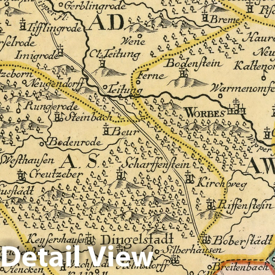 Historic Map : Germany, Vol 2:119- Charta von dem Eichsfeld so Chur-Meinzische Hoheit, 1740 Atlas , Vintage Wall Art