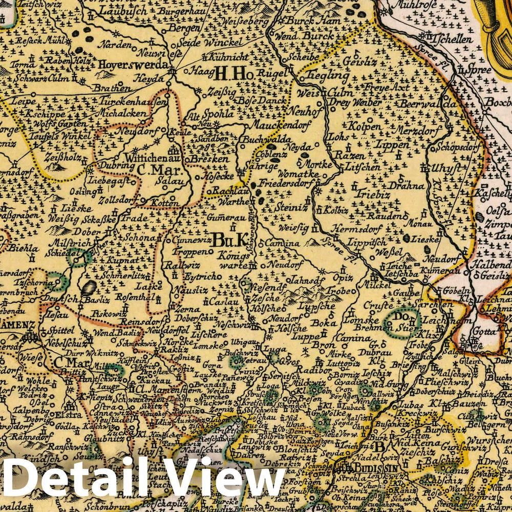 Historic Map : Germany, Vol 2:121- Der Budissinische Kreis in dem Marggrafthum Ober-Lausiz, 1740 Atlas , Vintage Wall Art