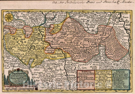 Historic Map : Germany, Vol 2:124- Der Priebussische Creis in den Furstenthume Sagan, 1740 Atlas , Vintage Wall Art