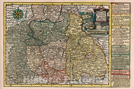 Historic Map : Germany, Vol 2:125- Das Marggrafhum Nieder-Lausitz, 1740 Atlas , Vintage Wall Art