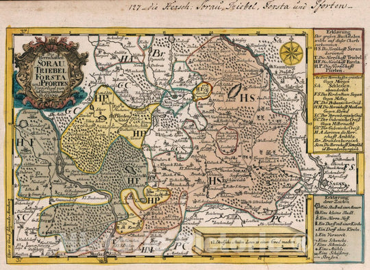 Historic Map : Germany, Vol 2:127- Die Herrschaften Sorau, Triebel, Forsta und Pforten, 1740 Atlas , Vintage Wall Art