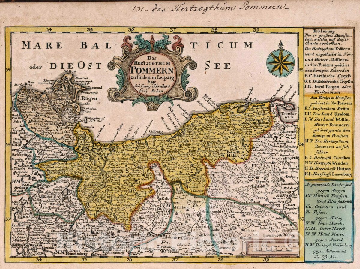 Historic Map : Germany, Vol 2: 131- Das Hertzogthum Pommern, 1740 Atlas , Vintage Wall Art