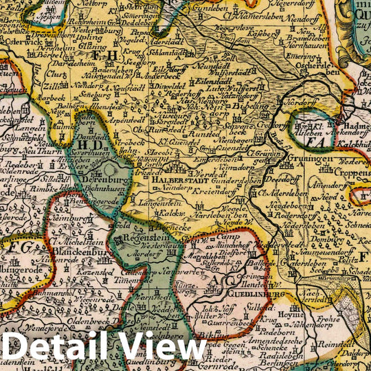 Historic Map : Germany, Vol 2: 132- Halberstadt und Quedlinburg, 1740 Atlas , Vintage Wall Art