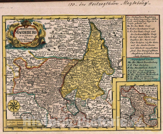 Historic Map : Germany, Vol 2: 133- Das Hertzogthum Magdeburg, 1740 Atlas , Vintage Wall Art