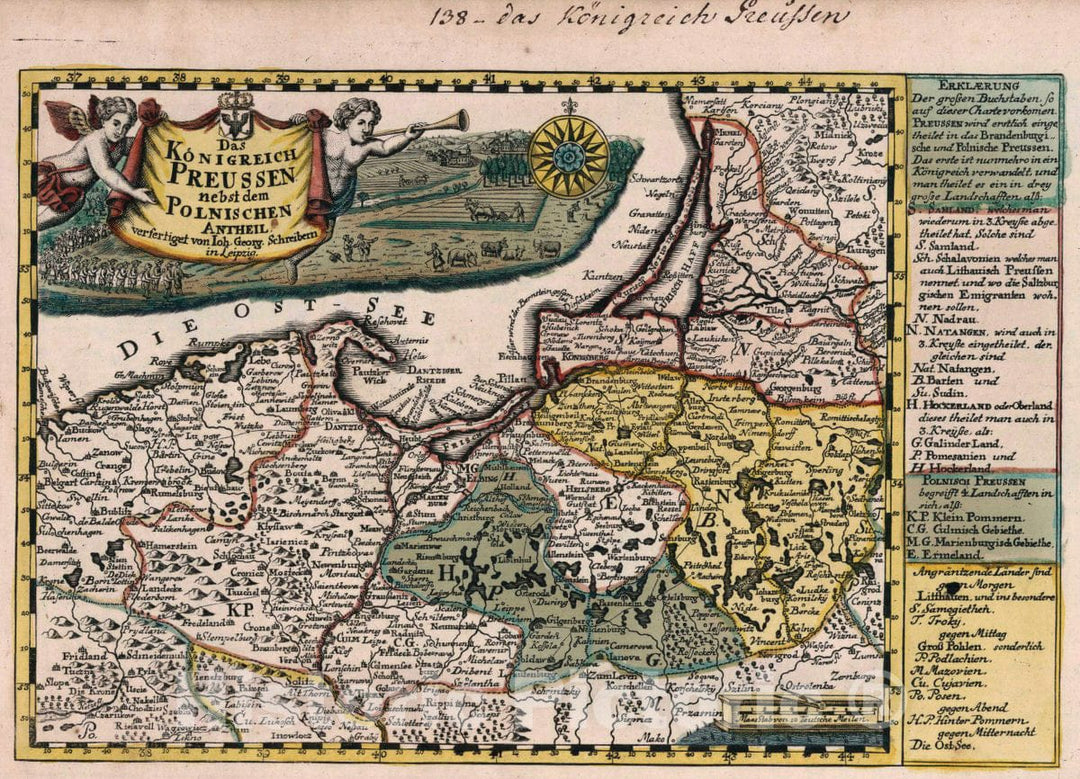 Historic Map : Prussia , Germany, Vol 2: 138- Das Koenigreich Preussen nebst dem Polnischen Antheil, 1740 Atlas , Vintage Wall Art