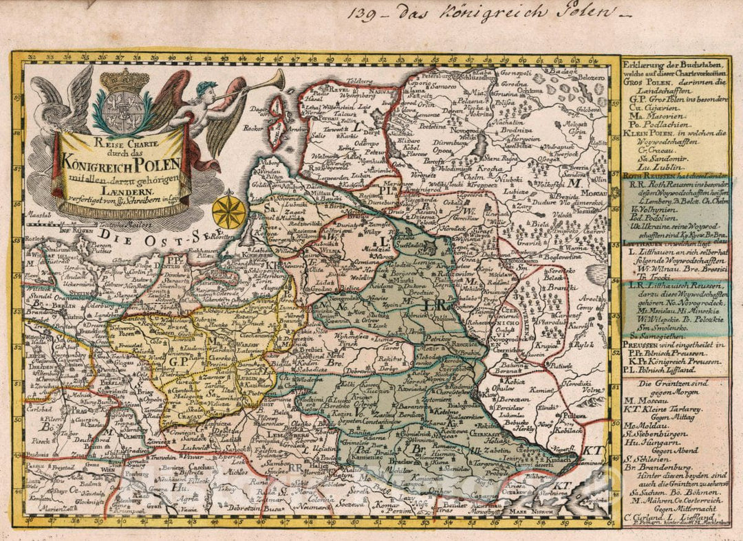 Historic Map : Poland, Vol 2: 139- Reise Charte durch das Konigreich Polen, 1740 Atlas , Vintage Wall Art