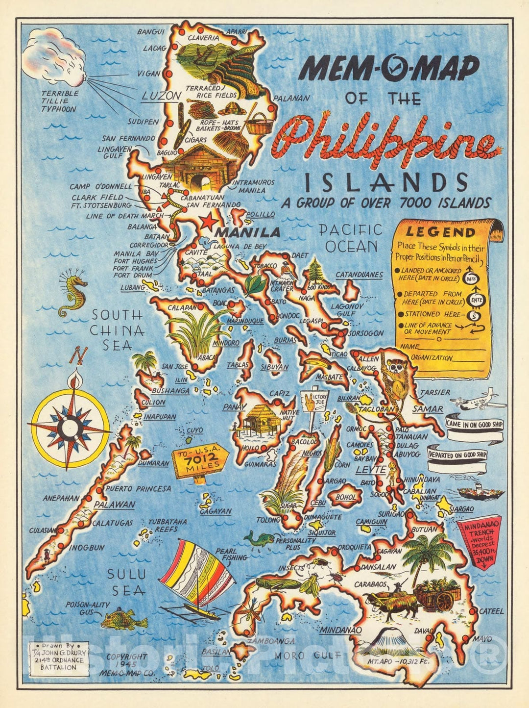 Historic Map - Mem-O-Map of The Philippine Islands, 1945 Pictorial Map - Vintage Wall Art