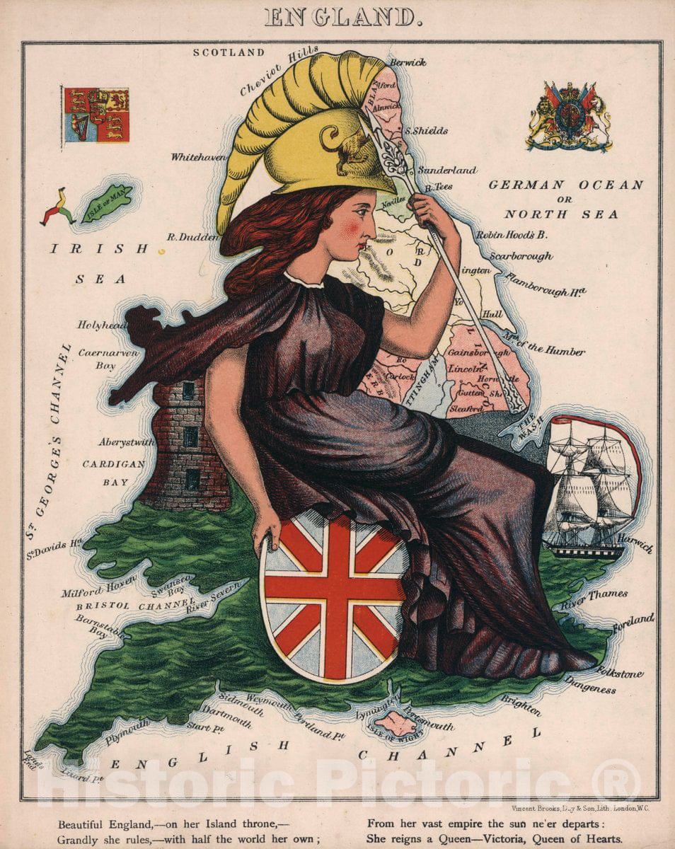 Historic Map : 1. England, 1868 - Vintage Wall Art