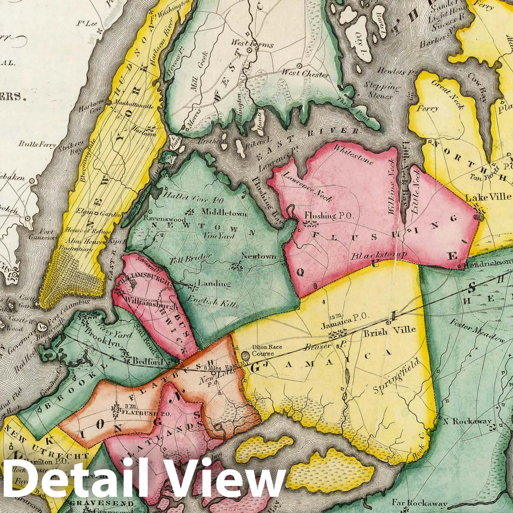 Historic Map : Map of The Counties of New York, Queens, Kings, and Richmond, 1839 Atlas - Vintage Wall Art