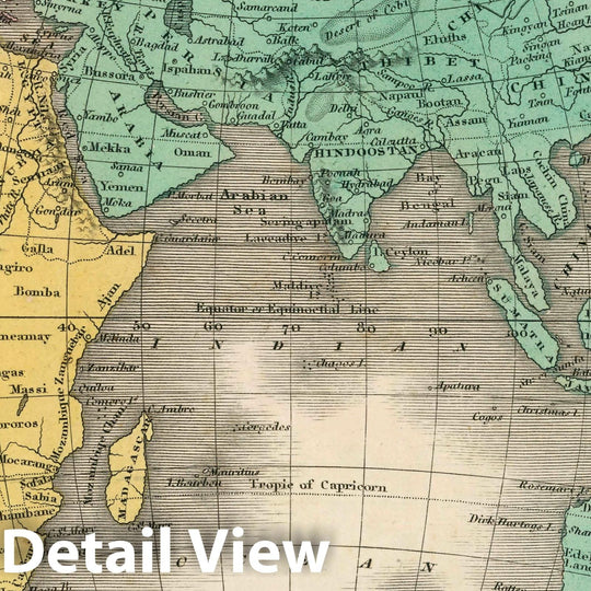 Historic Map : Eastern Hemisphere. Young & Delleker Sc. Published by A. Finley, Philada, 1827 Atlas - Vintage Wall Art