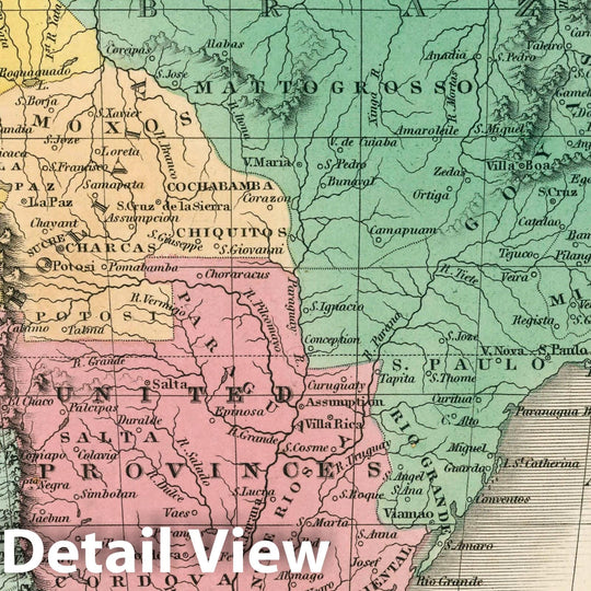 Historic Map : South America. Young & Delleker Sc. Published by A. Finley, Philada. A New General Atlas Comprising a Complete Set of Maps, 1827 Atlas - Vintage Wall Art