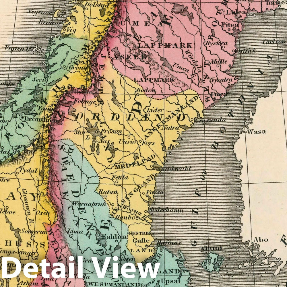 Historic Map : Denmark, Sweden, and Norway. Young & Delleker Sc. Published by A. Finley, Philada, 1827 Atlas - Vintage Wall Art