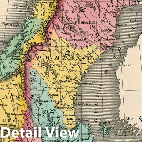 Historic Map : Denmark, Sweden, and Norway. Young & Delleker Sc. Published by A. Finley, Philada, 1827 Atlas - Vintage Wall Art