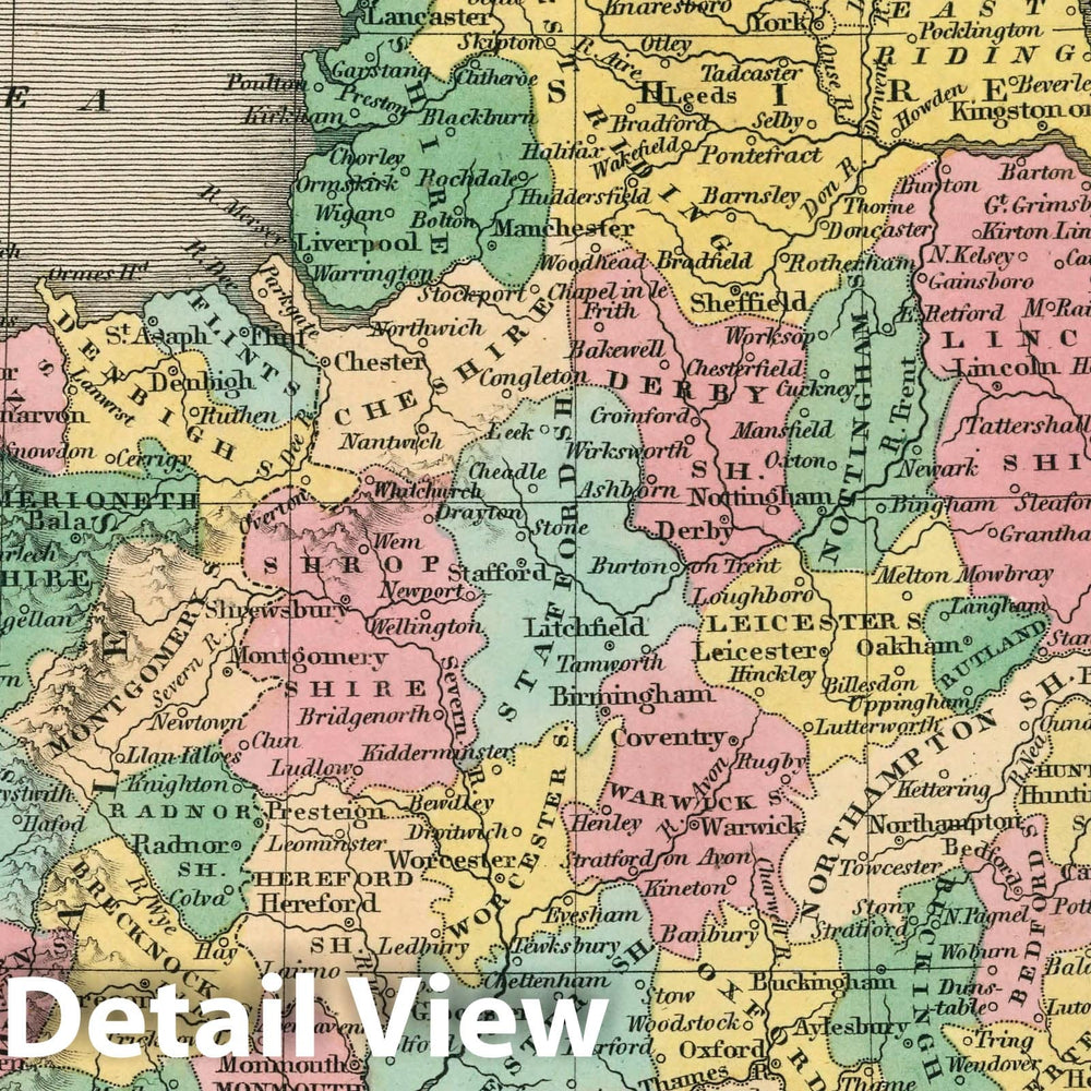 Historic Map : England and Wales. Young & Delleker Sc. Published by A. Finley, Philada, 1827 Atlas - Vintage Wall Art