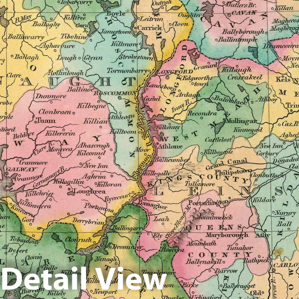 Historic Wall Map : Ireland. Young & Delleker Sc. Published by A. Finley, Philada, 1827 Atlas - Vintage Wall Art