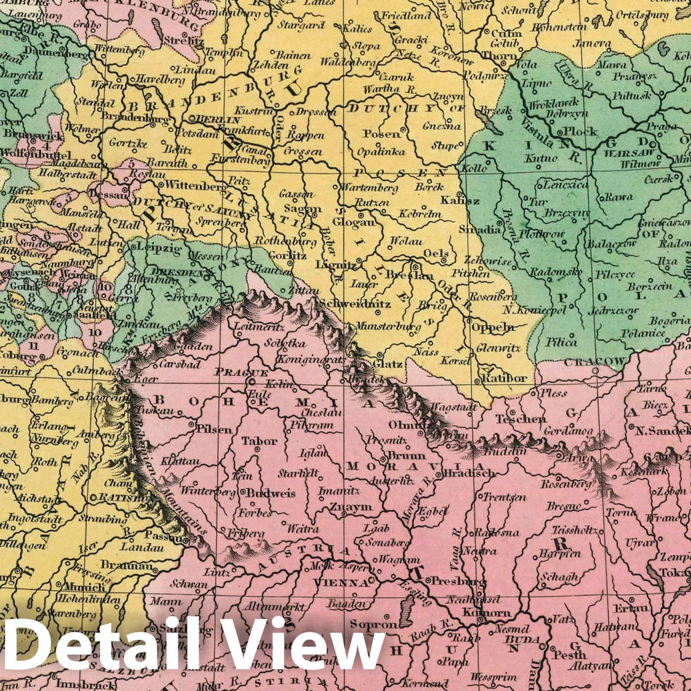 Historic Map : Germany. Young & Delleker Sc. Published by A. Finley, Philada, 1827 Atlas - Vintage Wall Art