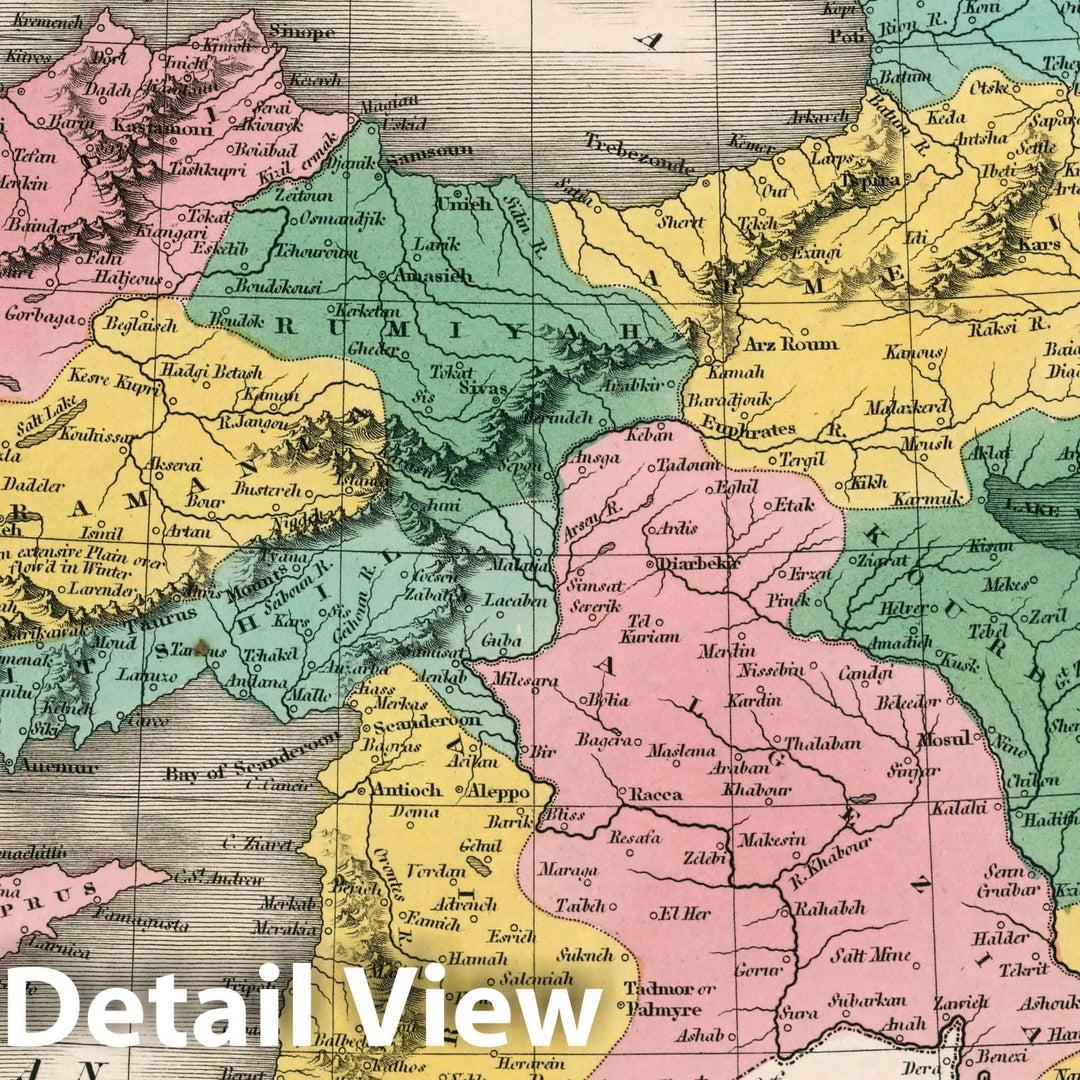 Historic Map : Turkey in Asia. Young & Delleker Sc. Published by A. Finley, Philada. A New General Atlas Comprising a Complete Set of Maps, 1827 Atlas - Vintage Wall Art