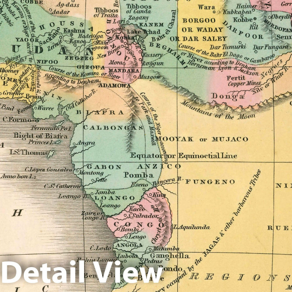 Historic Map : Africa. Young & Delleker Sc. Published by A. Finley, Philada, 1827 Atlas - Vintage Wall Art