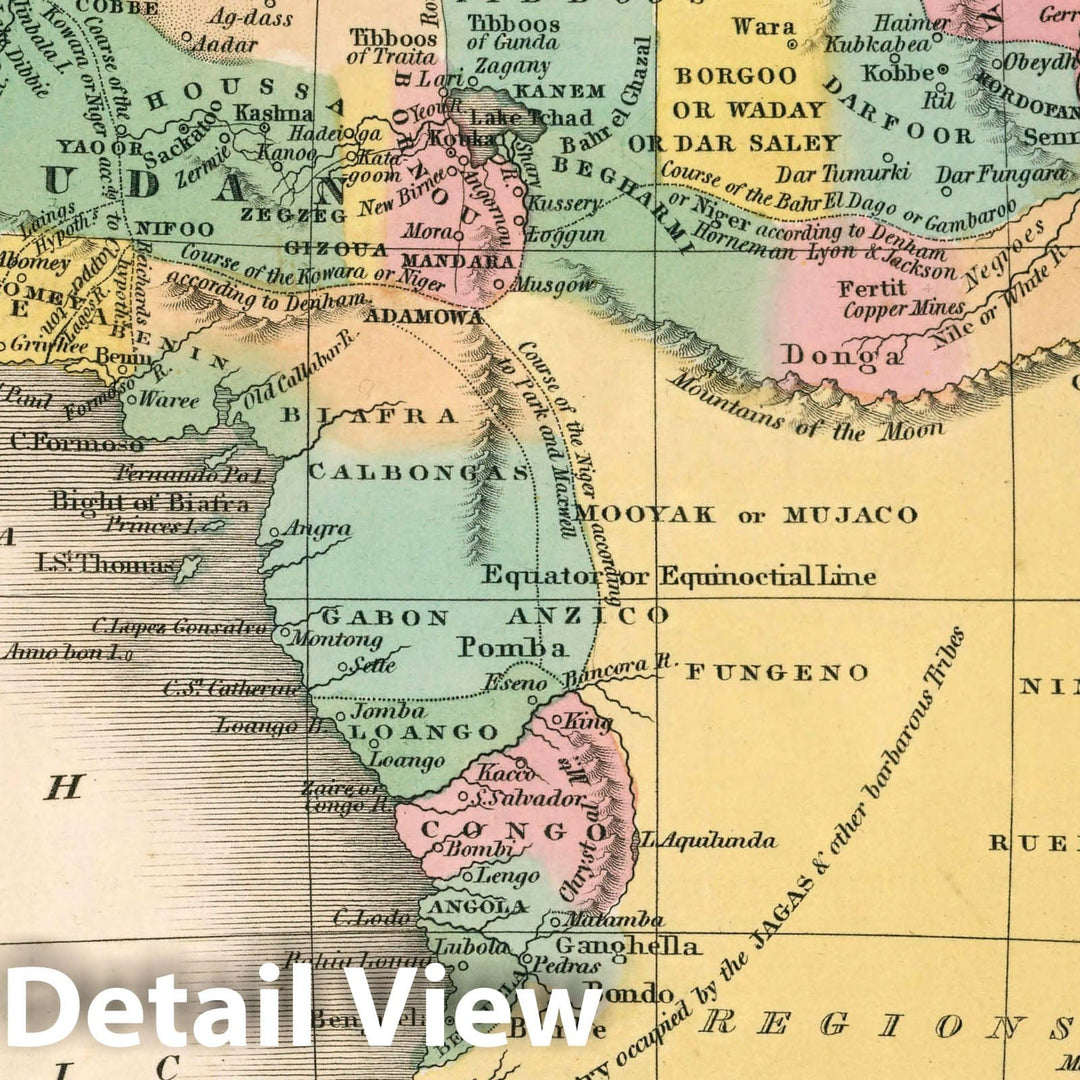 Historic Map : Africa. Young & Delleker Sc. Published by A. Finley, Philada, 1827 Atlas - Vintage Wall Art