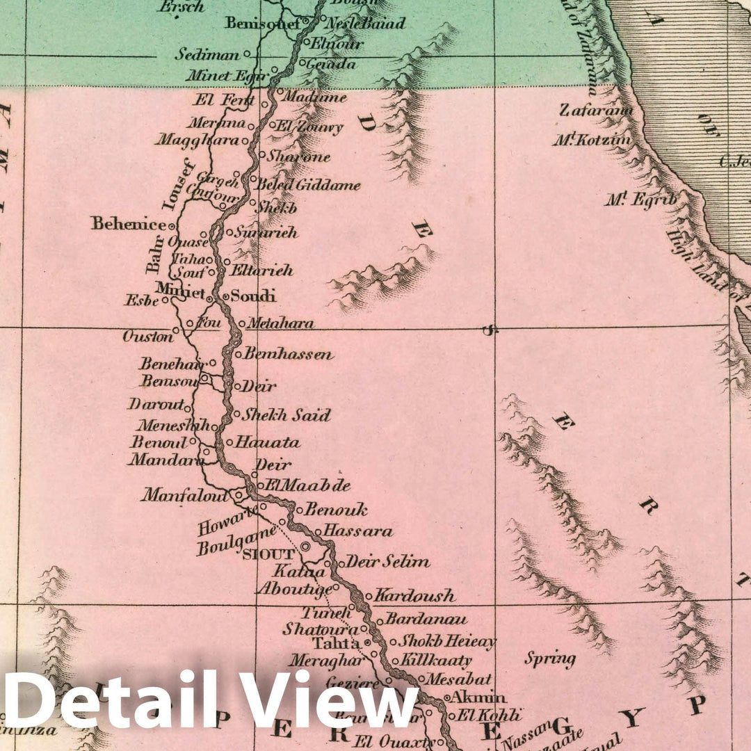 Historic Map : Egypt. Young & Delleker Sc. Published by A. Finley, Philada, 1827 Atlas - Vintage Wall Art