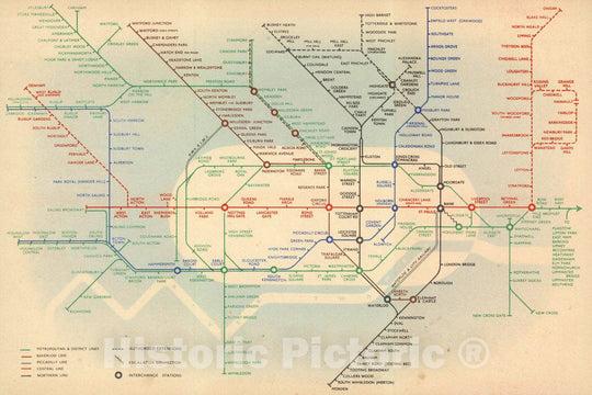 Historic Map : London Transport : Underground Railway map. Number 2, 1938. Johnson, Riddle, Co, LTD, Southwark, S.E.I. 1/7/1938. Crown Copyright, 1938 Vintage Wall Art