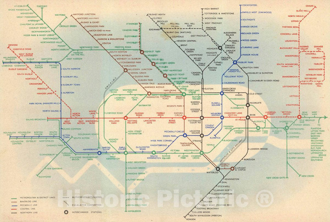 Historic Map : Underground Lines. Number 1, 1939, 1939 Vintage Wall Art