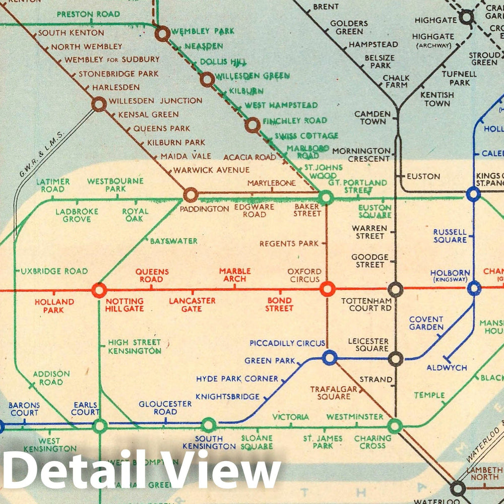 Historic Map : Underground Lines. Number 1, 1939, 1939 Vintage Wall Art