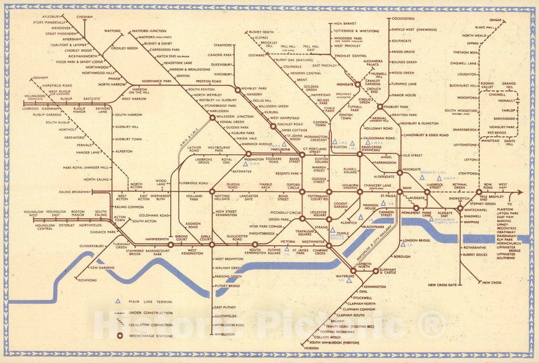 Historic Map : Underground Lines. Number 1, 1941, 1941 Vintage Wall Art