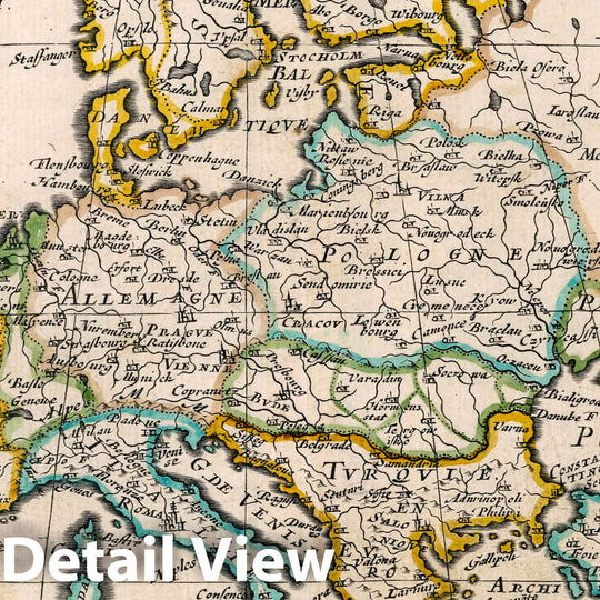 Historic Map : Evrope. Par N. Sanson le fils. Geographe du Roy. A Paris Chez l'Autheur avec Privilege Pour 20 ans, 1648 Atlas - Vintage Wall Art