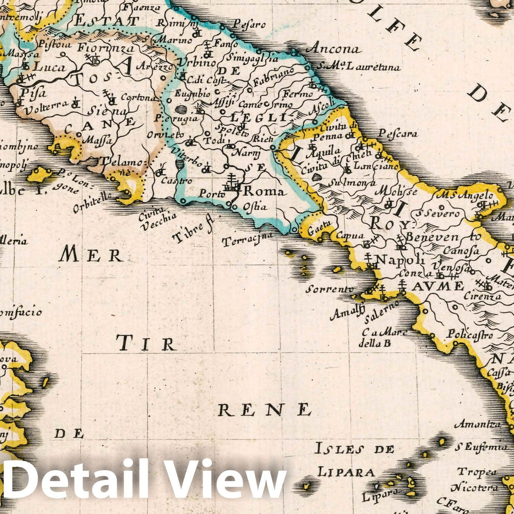 Historic Map : Italy, , Europe Italie. Par N. Sanson le fils Geo. du R. A Paris Chez l'autheur avec Privilege Pour 20 ans. A. Peyrounin sculp, 1648 Atlas , Vintage Wall Art