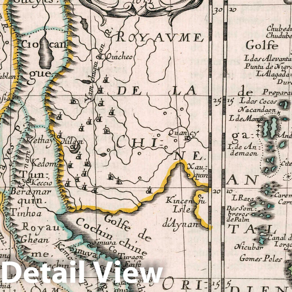 Historic Map : India, Southeast Asia Partie De L'Inde au dela du Gange. Presqu-Isle de l'Inde au dela du Gange, 1652 Atlas , Vintage Wall Art