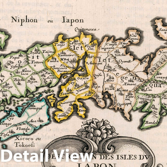 Historic Map : Japan, Description des Isles du Iapon en, 1652 Atlas , Vintage Wall Art