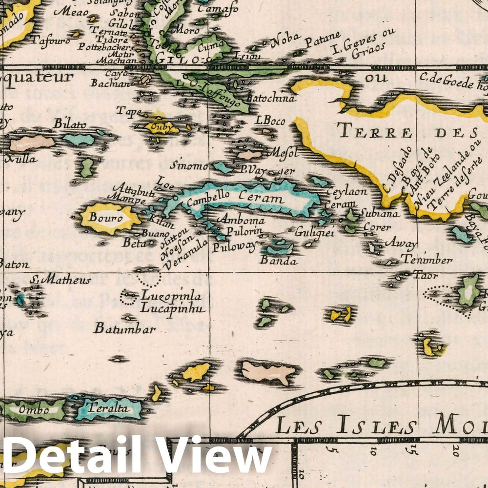 Historic Map : Indonesia, Maluku (Indonesia), East Indies Les Isles Molucques, Celebes, Gilolo, c, 1652 Atlas , Vintage Wall Art