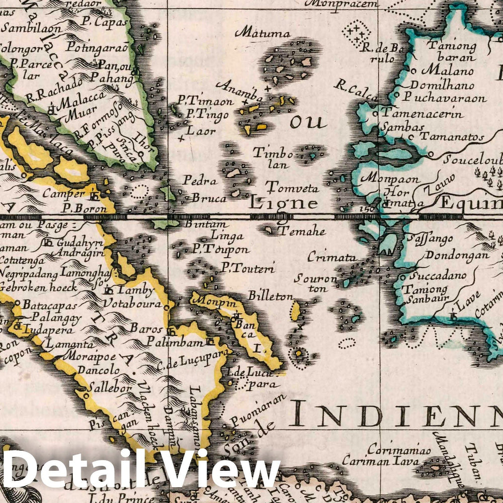 Historic Map : Indonesia, Southeast Asia, East Indies Les Isles De La Sonde Entre lesquelles sont Sumatra, Jave, Borneo, c, 1652 Atlas , Vintage Wall Art