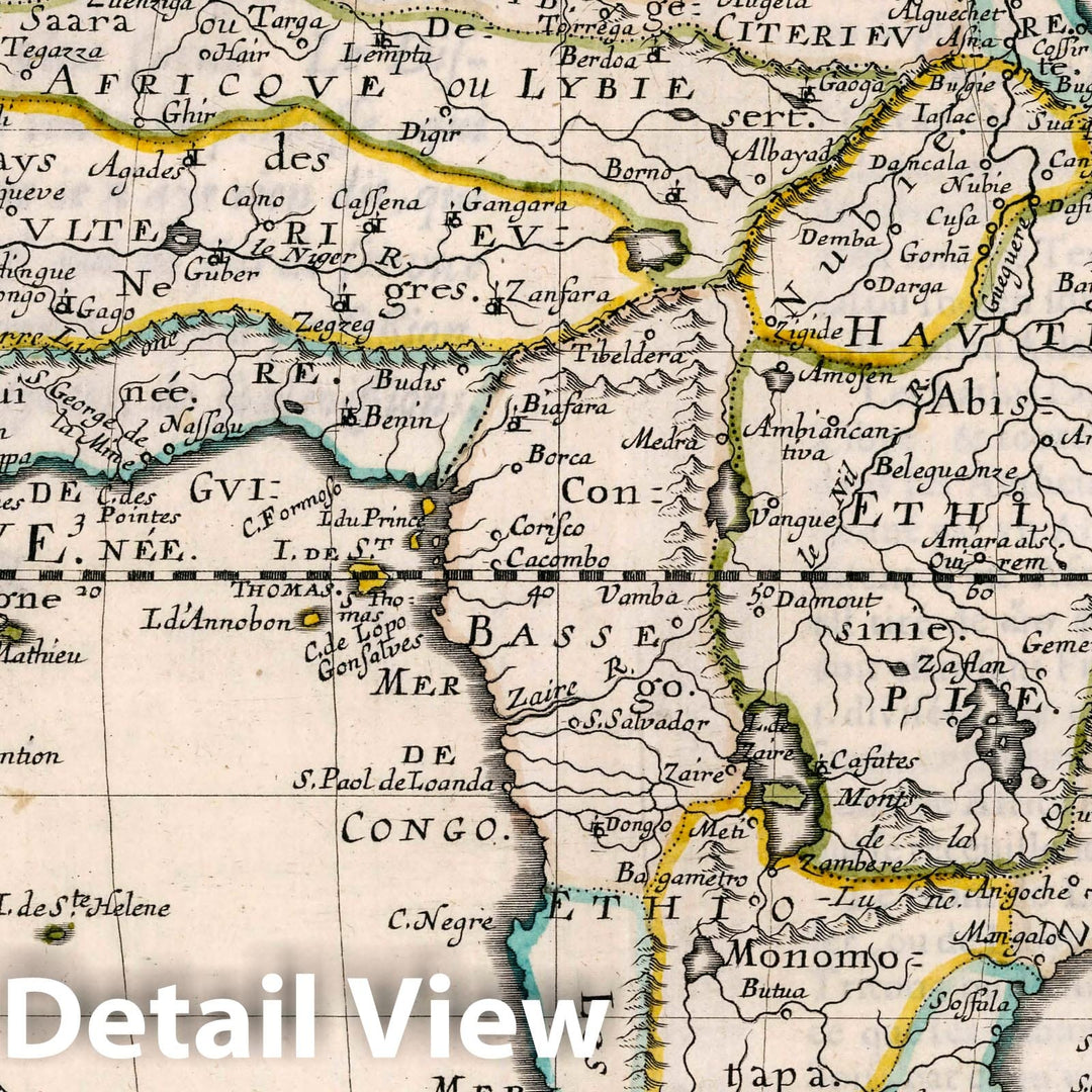 Historic Map : Afrique. Par le Sur. Sanson d'Abbeville, Geographe du Roy. Avec privilege pour vingtans. A Paris chez l'Autheur. 1656. A. Peyrounin sculp, 1656 AtlasVintage Wall Art