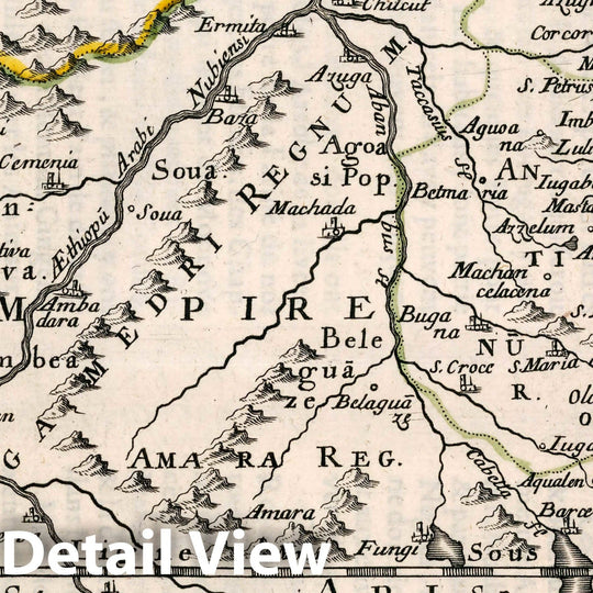 Historic Map : Ethiopia, Africa, East Partie De La Haute Aethiopie ou sont L'Empire des Abissins et la Nubie &c, 1656 Atlas , Vintage Wall Art