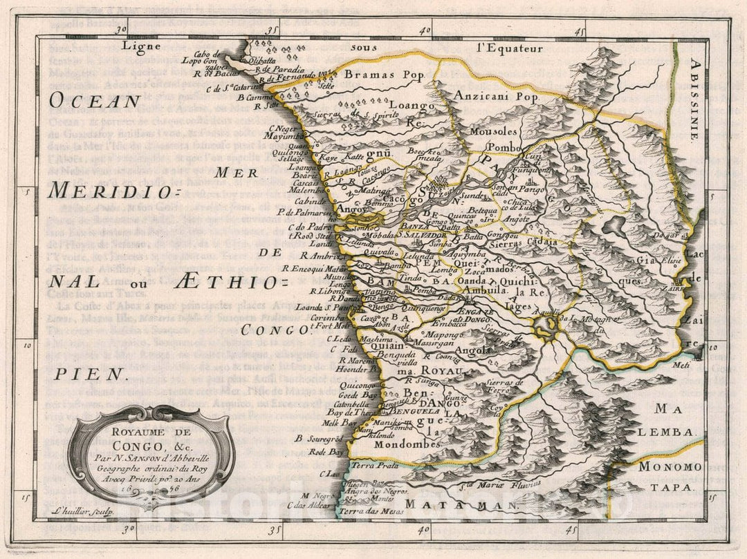 Historic Map : Congo, , Africa Royaume De Congo, L'Afriqve en plusieurs Cartes novvelles, 1656 Atlas , Vintage Wall Art