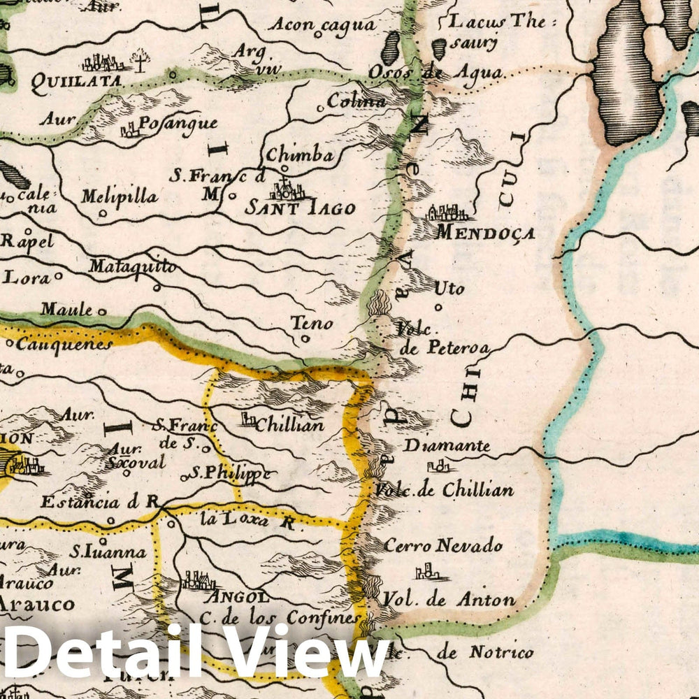 Historic Map : Chile, Le Chili, tire de Alf de Qualle de la C.d.I. et divise en trieze jurisdictions, 1657 Atlas , Vintage Wall Art