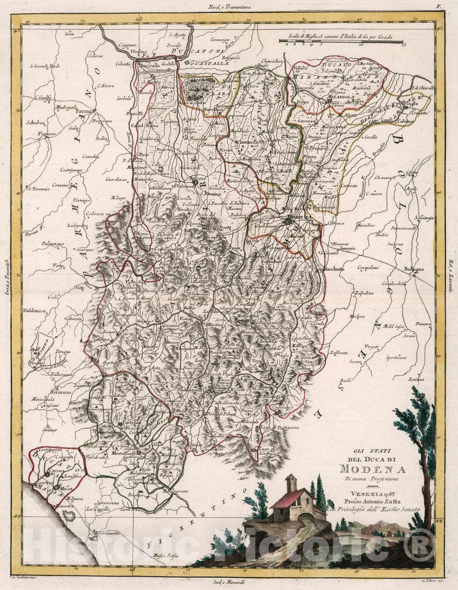 Historic Map : Italy, Modena Region (Italy)Stati del Duca di Modena : Di Nuova projezione. Venezia 1783, Vintage Wall Art