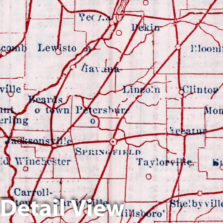 Historic Wall Map : 1866 County Seats in Illinois. Larrance's Post Office Chart, and maps of Ten States - Vintage Wall Art