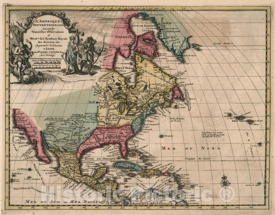 Historic Map : United States, , North America L'Amerique septentrionale, 1714 Atlas , Vintage Wall Art