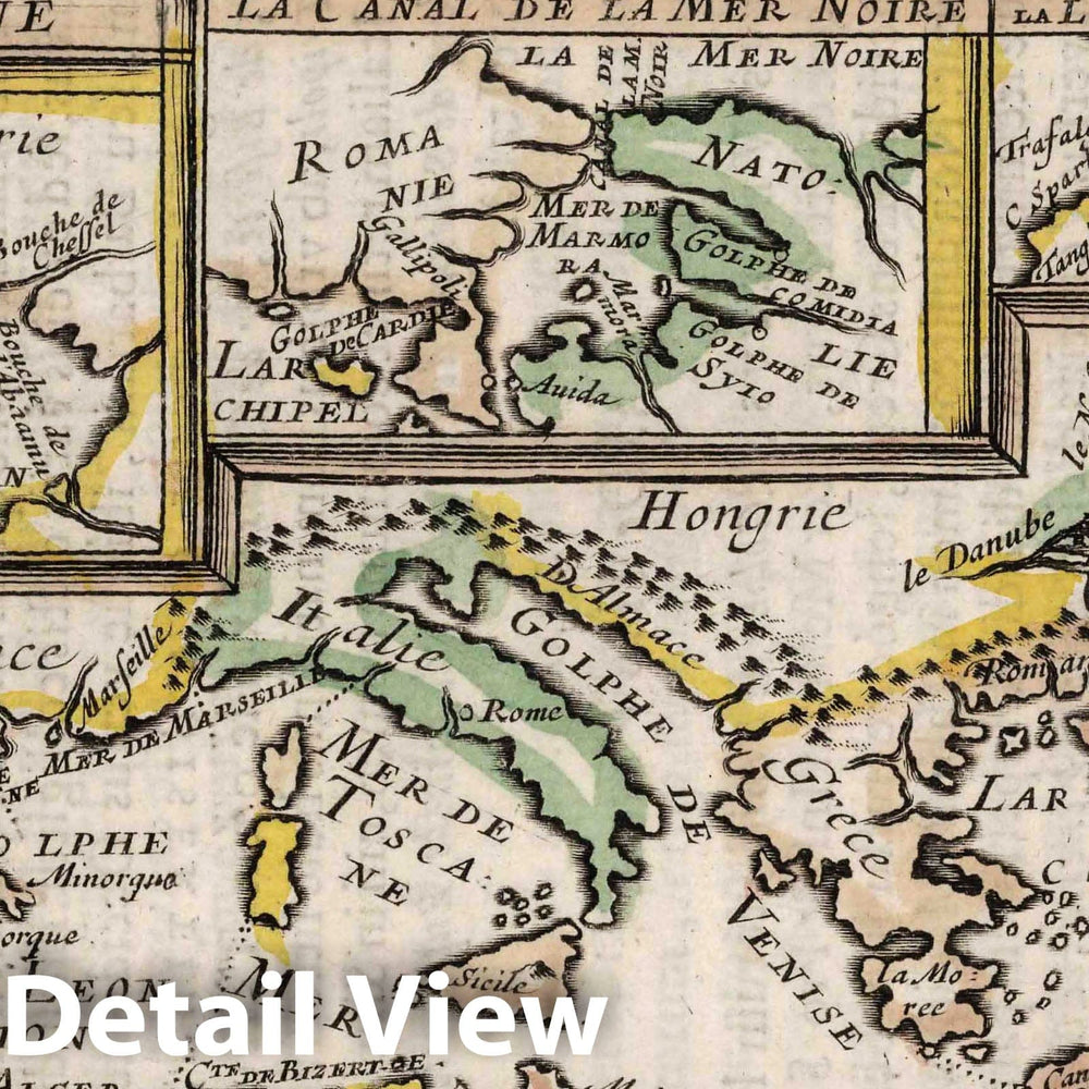 Historic Map : Mediterranean Sea Les Divisions de la Mediterranee Selon les Modernes, 1648 , Vintage Wall Art